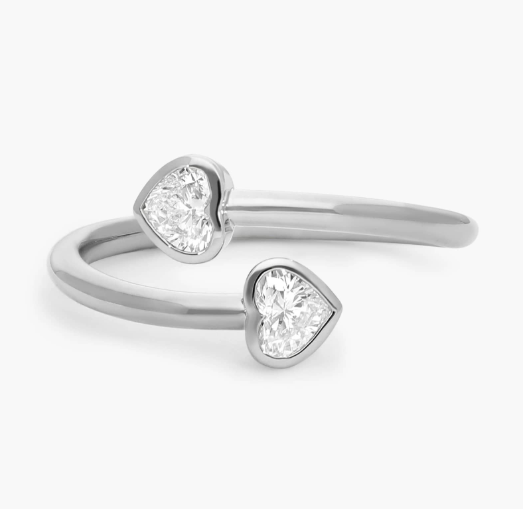Heart Diamond Bezel Wrap Ring in 14K White Gold