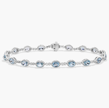 Aquamarine Infinity Link Bracelet in 14k White Gold (5x4mm)