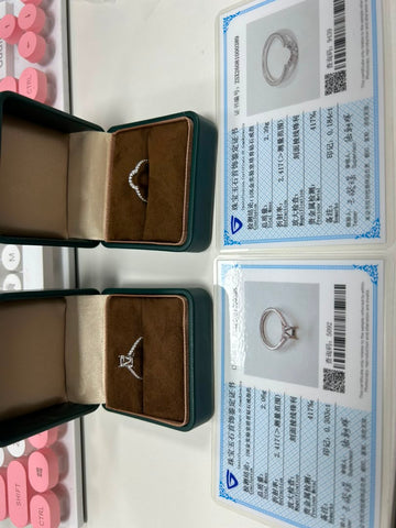 10K white gold 1.21ct pavé cathedral setting + curved wedding band with diamonds on one side; Size 6.25; All white gold.
