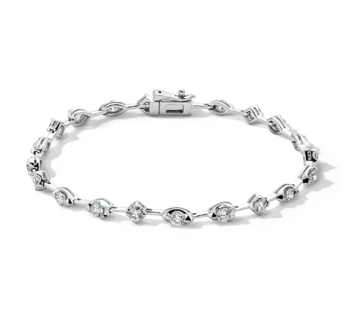 Lab Grown Diamond Marquise & Round Shape Link Bracelet 14K