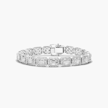Composite Line Diamond Bracelet In 14K White Gold