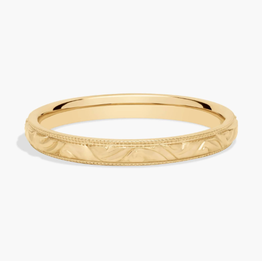 Milgrain Swirl Stackable Ring in 14k Yellow Gold (2mm)