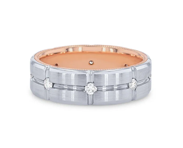 Verragio 7mm Two Tone Inlay Diamond Band 14K