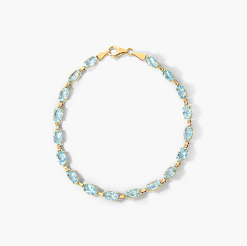 Blue Topaz Line Bracelet In 14K Yellow Gold