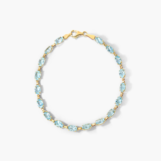 Blue Topaz Line Bracelet In 14K Yellow Gold