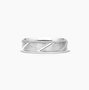 Diagonal Stripe Satin Finish Men's Wedding Band In 14K White Gold (6.00mm)