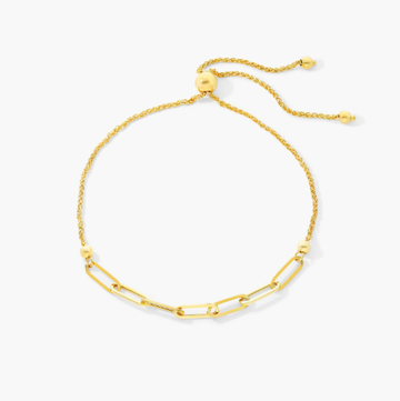 Paperclip Bolo Bracelet In 14K Yellow Gold