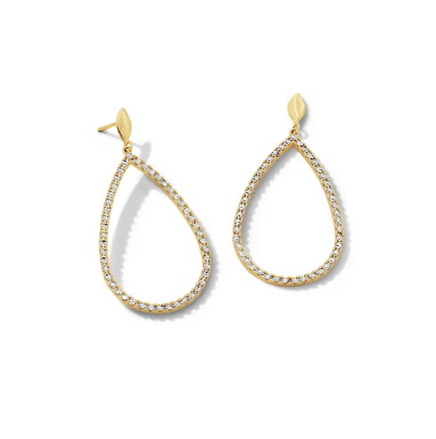 Gold Illusion-Cut Teardrop Earrings 14K