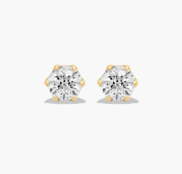 Scallop Basket 1 CTW Lab-Grown Diamond Stud Earrings In 14K Yellow Gold