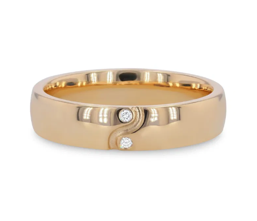 Diamond Carved Swirl 5mm Wedding Band 14K