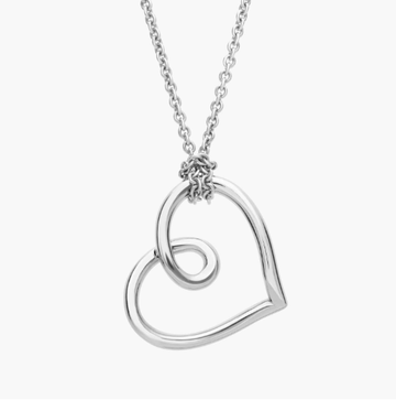 18" Open Heart Pendant in Sterling Silver (1 mm)