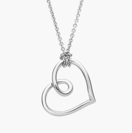 18" Open Heart Pendant in Sterling Silver (1 mm)