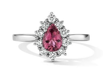 One of a Kind 14K Pear Pink Tourmaline Engagement Ring (0.59tw)