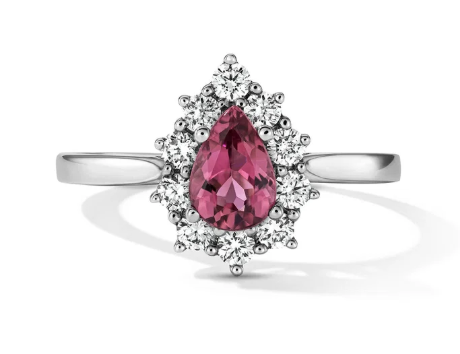 One of a Kind 14K Pear Pink Tourmaline Engagement Ring (0.59tw)