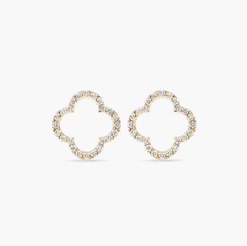 Open Clover Lab-Grown Diamond Stud Earrings In 14K Yellow Gold