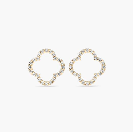 Open Clover Lab-Grown Diamond Stud Earrings In 14K Yellow Gold