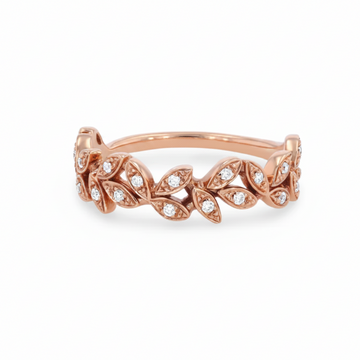 Floral Petal Diamond Wedding Band 14K