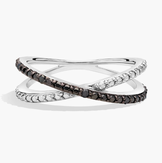 Black Diamond X Crossover Ring in Sterling Silver with Black Rhodium
