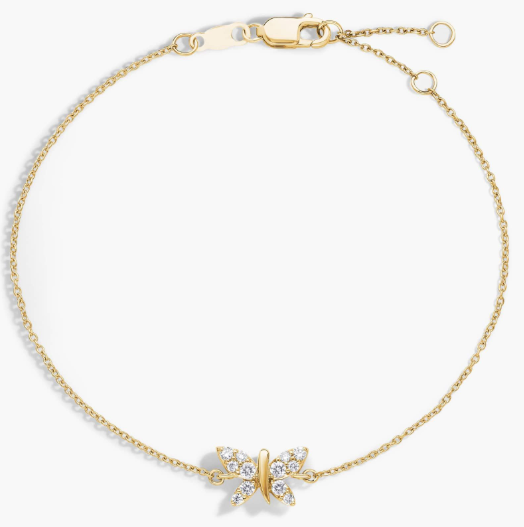 Diamond Butterfly Bracelet in 14k Yellow Gold (1/6 ct. tw.)