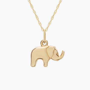 18" Mini Elephant Necklace in 14k Yellow Gold (0.5 mm)