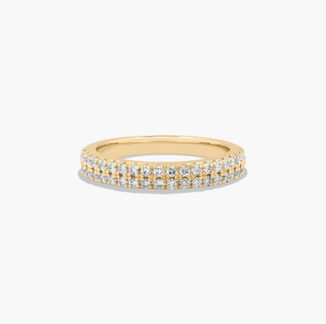 Two Row U Pavé Diamond Wedding Ring In 14K Yellow Gold (2.50mm)