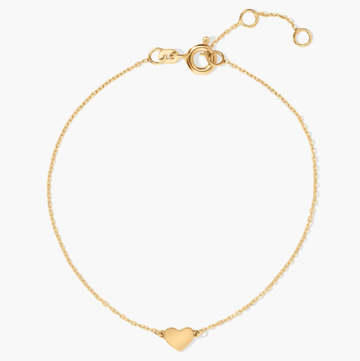 6.5"-7.5" Petite Heart Bracelet in 14k Yellow Gold (7.9 mm)