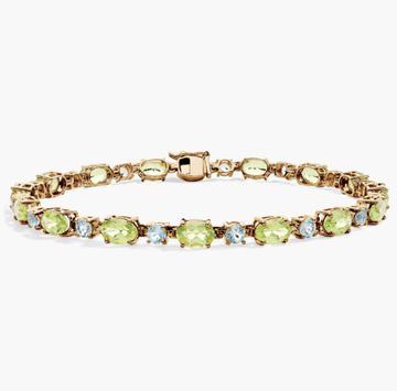 Peridot and Sky Blue Topaz Bracelet in 14k Yellow Gold