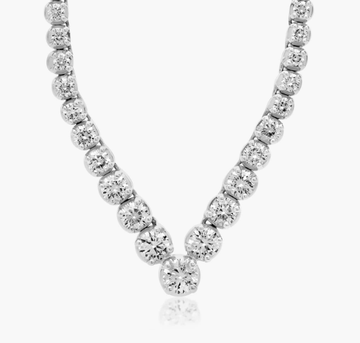 14K White Gold 18 Inch Chevron Lab-Grown Diamond Tennis Necklace (5.00 CTW - F-G / VS2-SI1)