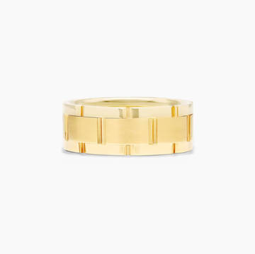 Brick Pattern Men's Comfort Fit Wedding Band In 18K Yellow Gold (8.50mm)