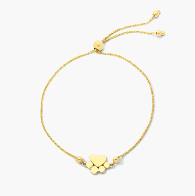 Paw Print Bolo Bracelet In 14K Yellow Gold
