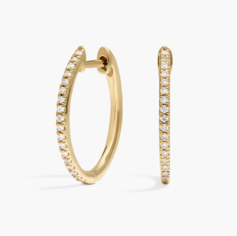 Diamond Hoop Earrings with 0.25 CTW Round Cut Lab-Grown Diamonds in 14K Yellow Gold