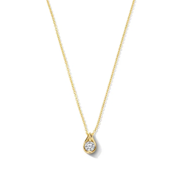 Diamond Teardrop Solitaire Pendant Necklace 14K