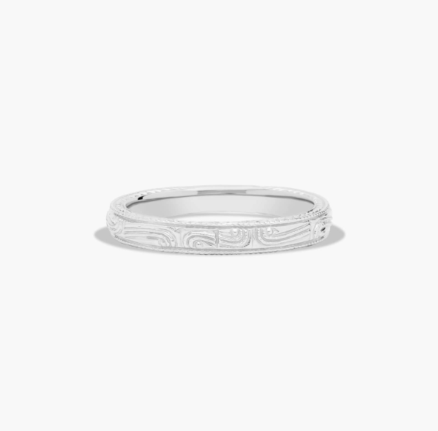 Engraved Wedding Ring In 14K White Gold (2.50mm)