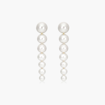 Graduated Cultured Freshwater Pearl Drop Earrings In 14K Yellow Gold