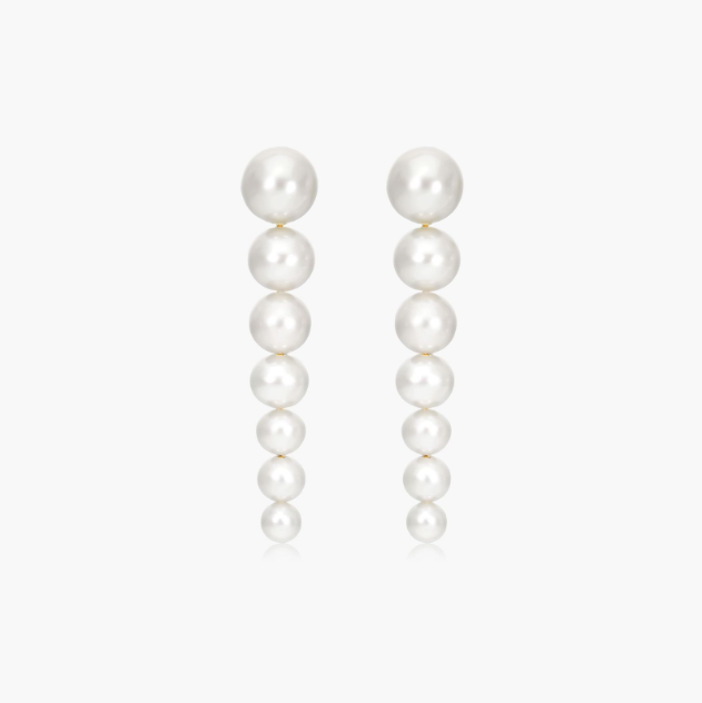 Graduated Cultured Freshwater Pearl Drop Earrings In 14K Yellow Gold