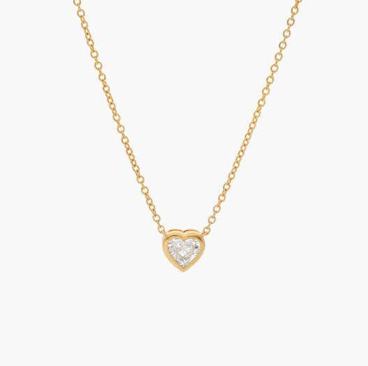 Heart Diamond Pendant Bezel Necklace in 14K Yellow Gold