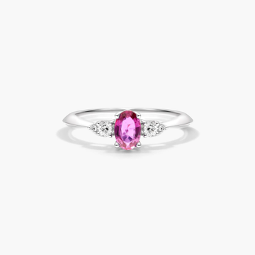 Ruby And Diamond Ring In 14K White Gold