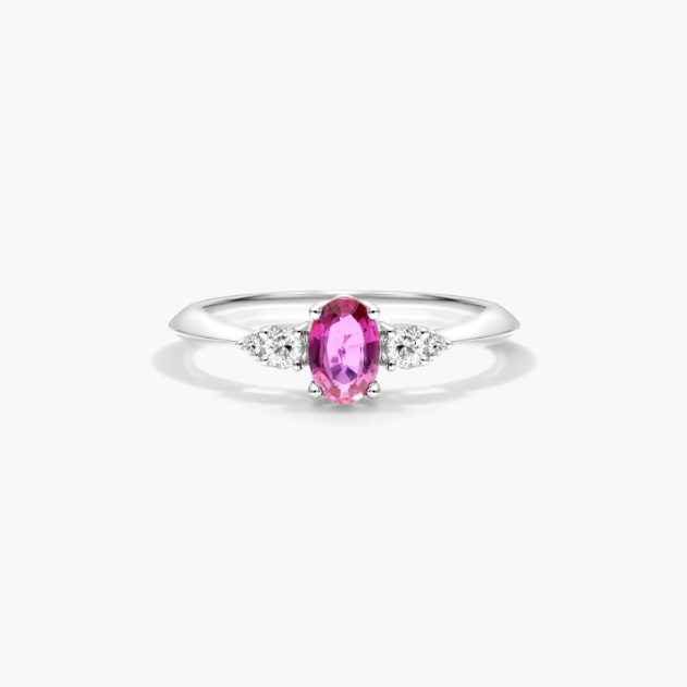 Ruby And Diamond Ring In 14K White Gold