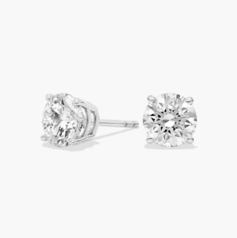 Four Prong Round Brilliant Lab Grown Diamond Stud Earrings in 14k White Gold (2 Ct. tw. - F-G / VS2-SI1)