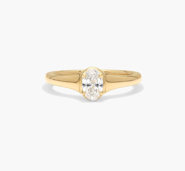 Solitaire Ring With 0.30 CTW Oval Cut Lab-Grown Diamond In 14K Yellow Gold