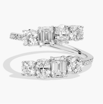 Lab Grown Diamond Fancy Shape Crossover Ring In 14K White Gold (2 Ct. Tw.)