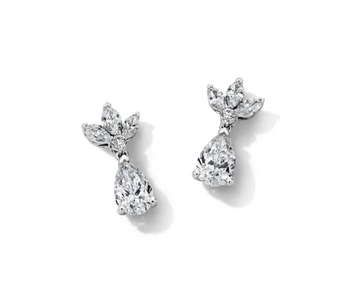 Pear-Shaped Drop Lab Grown Diamond Cluster Earrings 14K