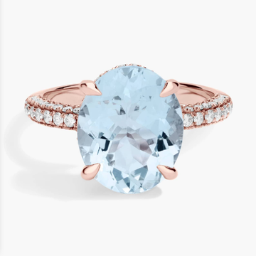 Oval Aquamarine Statement Ring in 14k Rose Gold