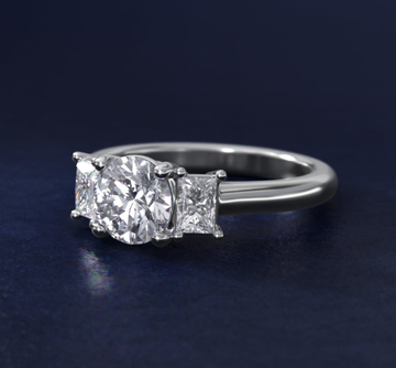 Three-Stone Elongated Princess Diamond Engagement Ring in 14K White Gold (1/2 ct. tw.)