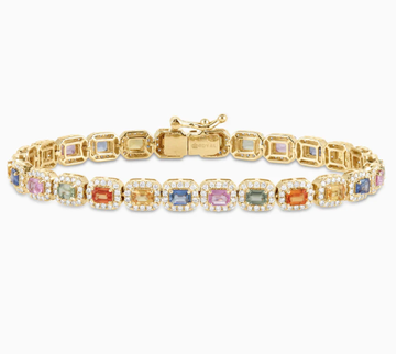 8.33 Carats Lab-grown Diamond and Multi Color Sapphire Bracelet