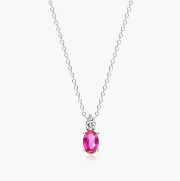 14K White Gold Ruby and Diamond Necklace