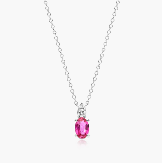14K White Gold Ruby and Diamond Necklace