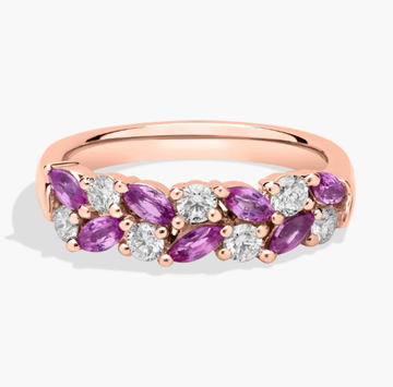 Romantic Marquise Pink Sapphire and Diamond Ring in 14k Rose Gold