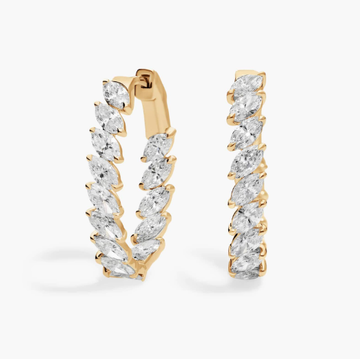 Hoop Earrings With 4 CTW Marquise Cut Lab-Grown Diamonds In 14K Yellow Gold