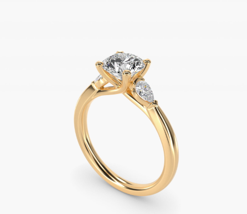 Pear Sidestone Diamond Engagement Ring in 14k Yellow Gold (1/4 ct. tw.) (Copy)